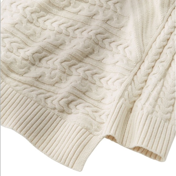 L. L. Bean Fisherman’s Mixed Stitch Cowlneck Sweater White L - Picture 2 of 11